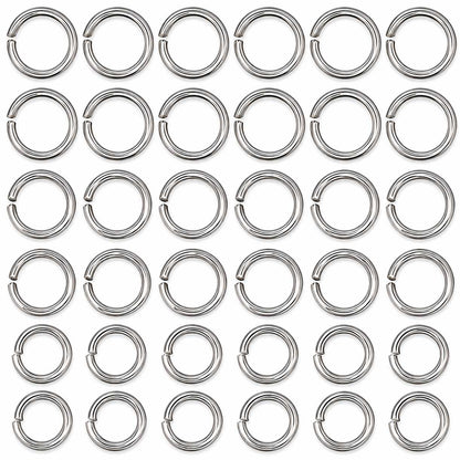 304 Stainless Steel Open Jump Rings 3 Assorted Sizes Aprox. 600 Pcs (1 Set) 280-