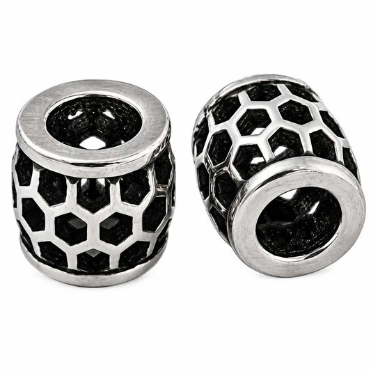 304 Stainless Steel Retro Hollow Barrel Bead/Charm (2 Pack) 280-