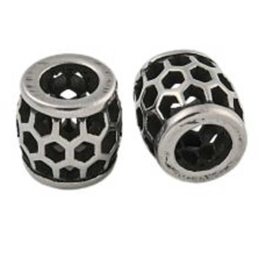 304 Stainless Steel Retro Hollow Barrel Bead/Charm (2 pack)