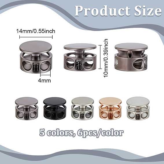 30 Pcs 5 Colors Alloy Round Cord Lock/Stop (1 Set) paracordwholesale
