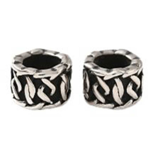 316 Surgical Barbed Stainless Steel Barrel Bead/Charm (2 pack)