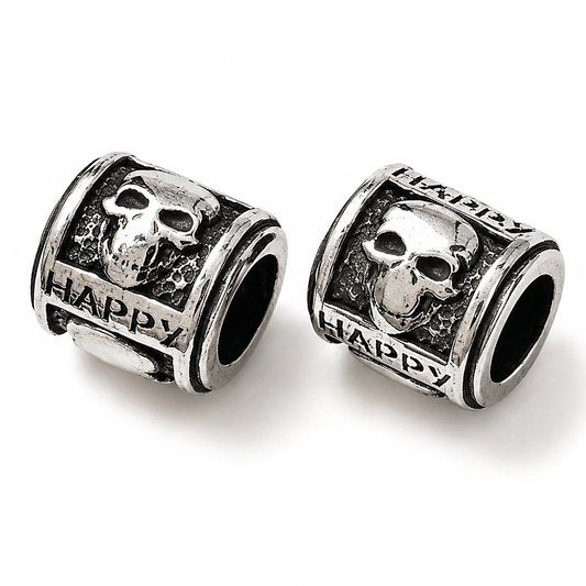 316 Surgical SS Happy Skull Bead/Charm (2 Pack) 280-