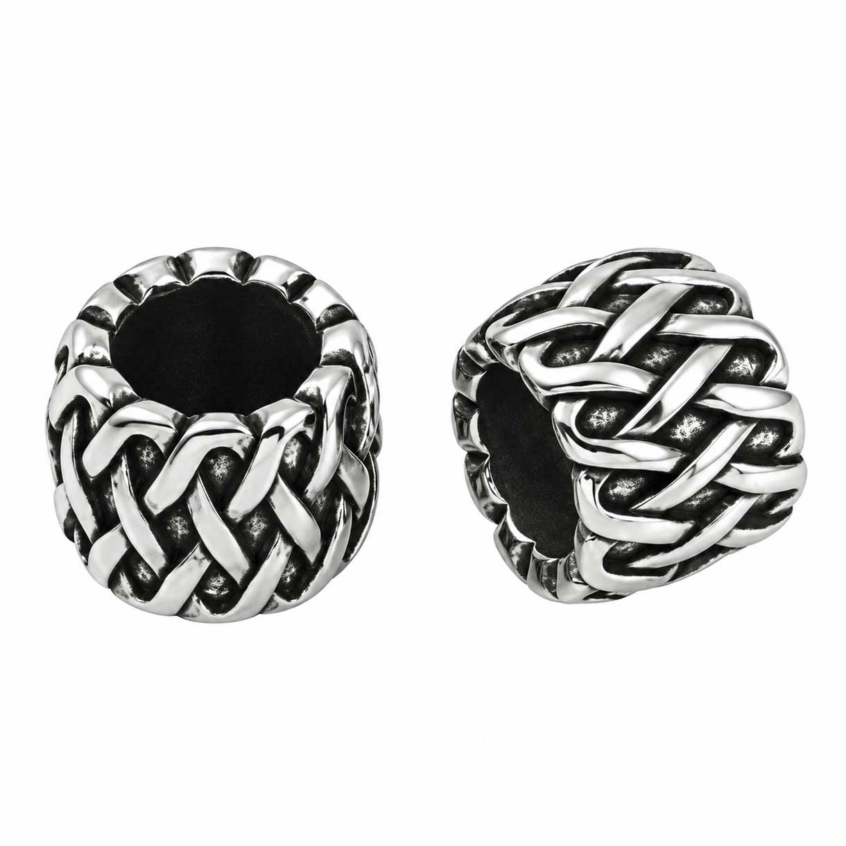 316 Surgical Stainless Steel Antique Silver Latch Work Barrel Bead/Charm