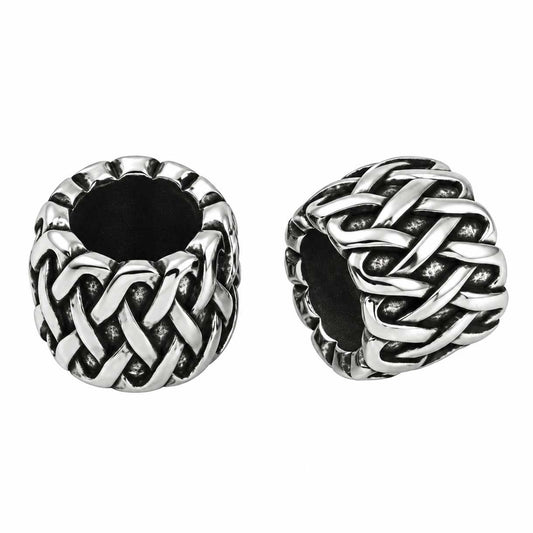 316 Surgical Stainless Steel Antique Silver Latch Work Barrel Bead/Charm El Wood Braiding Co