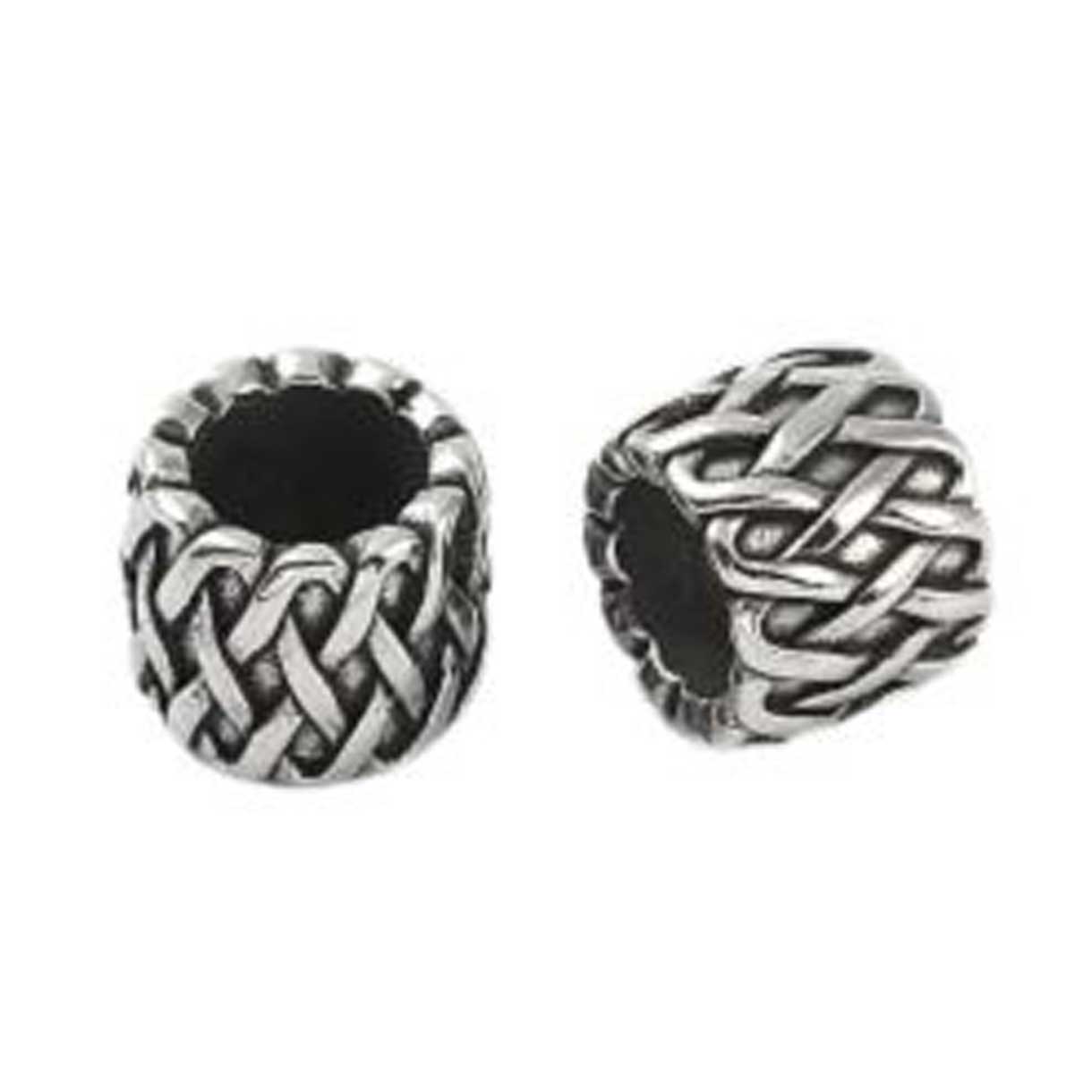 316 Surgical Stainless Steel Antique Silver Latch Work Barrel Bead/Charm (2 pack)