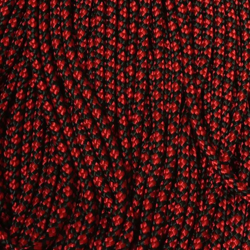 325-3 Paracord Diamonds Black with Imperial Red Made in the USA (100 FT.)  163- nylon/nylon paracord