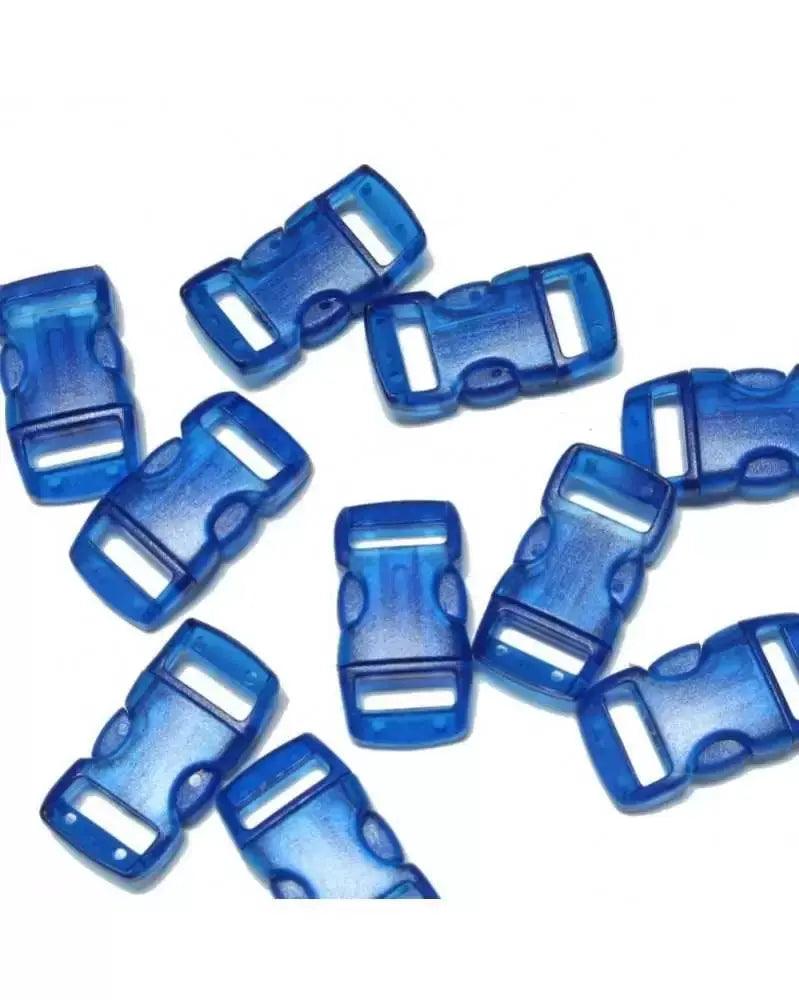 3/8 Inch Clear Blue Curved Side Release Buckles (10 Pack) - Paracord Galaxy