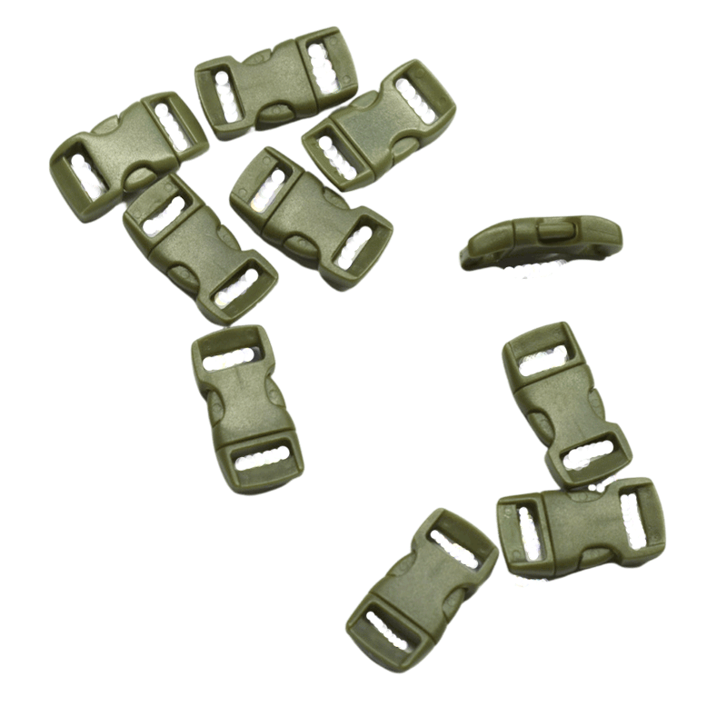 3/8 Inch Olive (OD) Curved Side Release Buckles (10 Pack) - Paracord Galaxy
