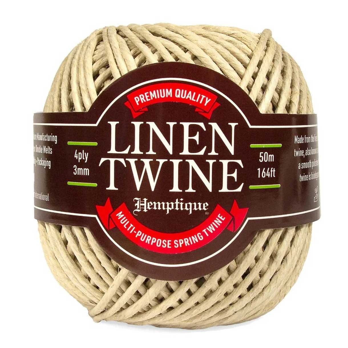 3 mm (1/8") Natural Premium Linen Spring Twine Cord 50 m (162 ft)