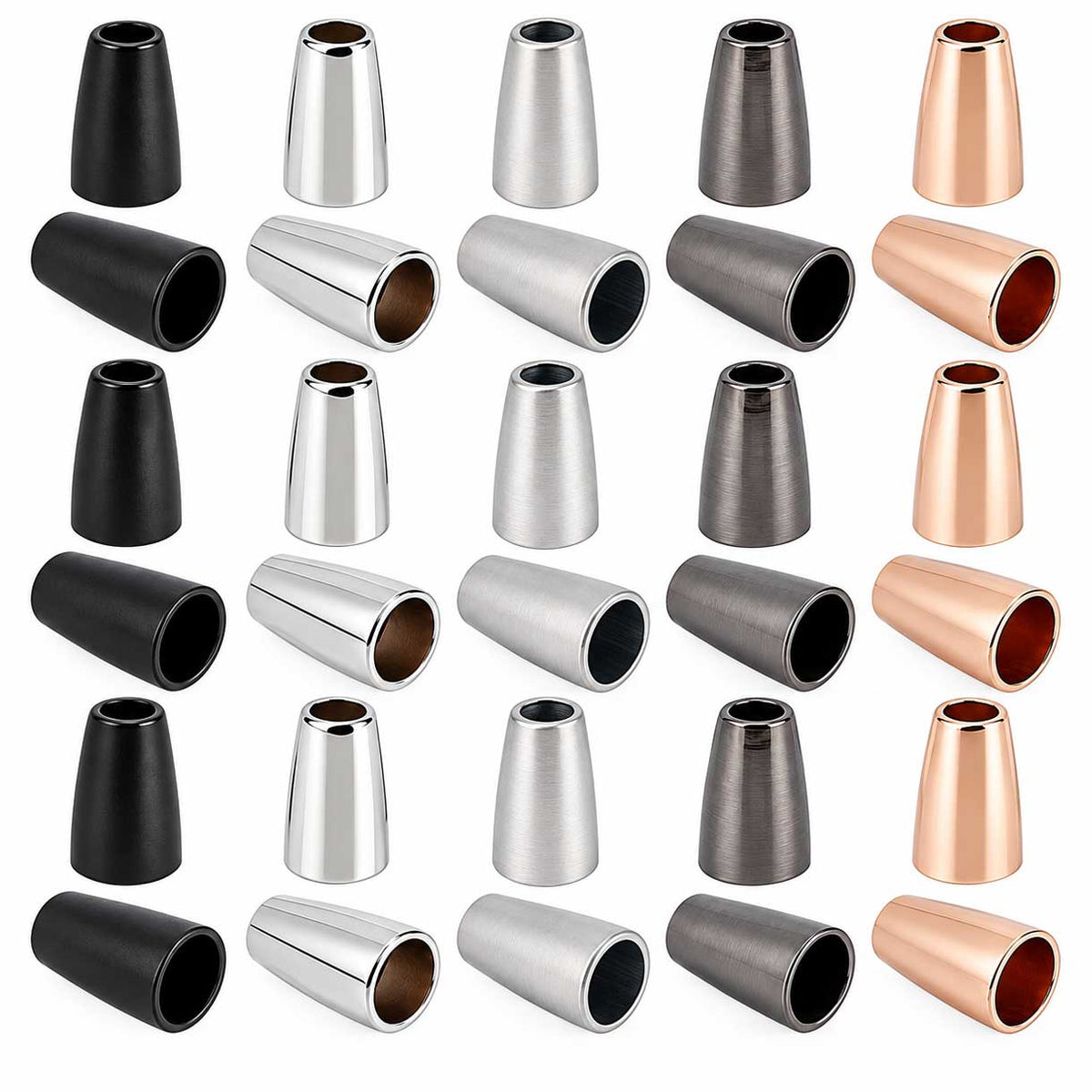 4-7 mm 50 Pcs 5 Colors Alloy Cord Ends