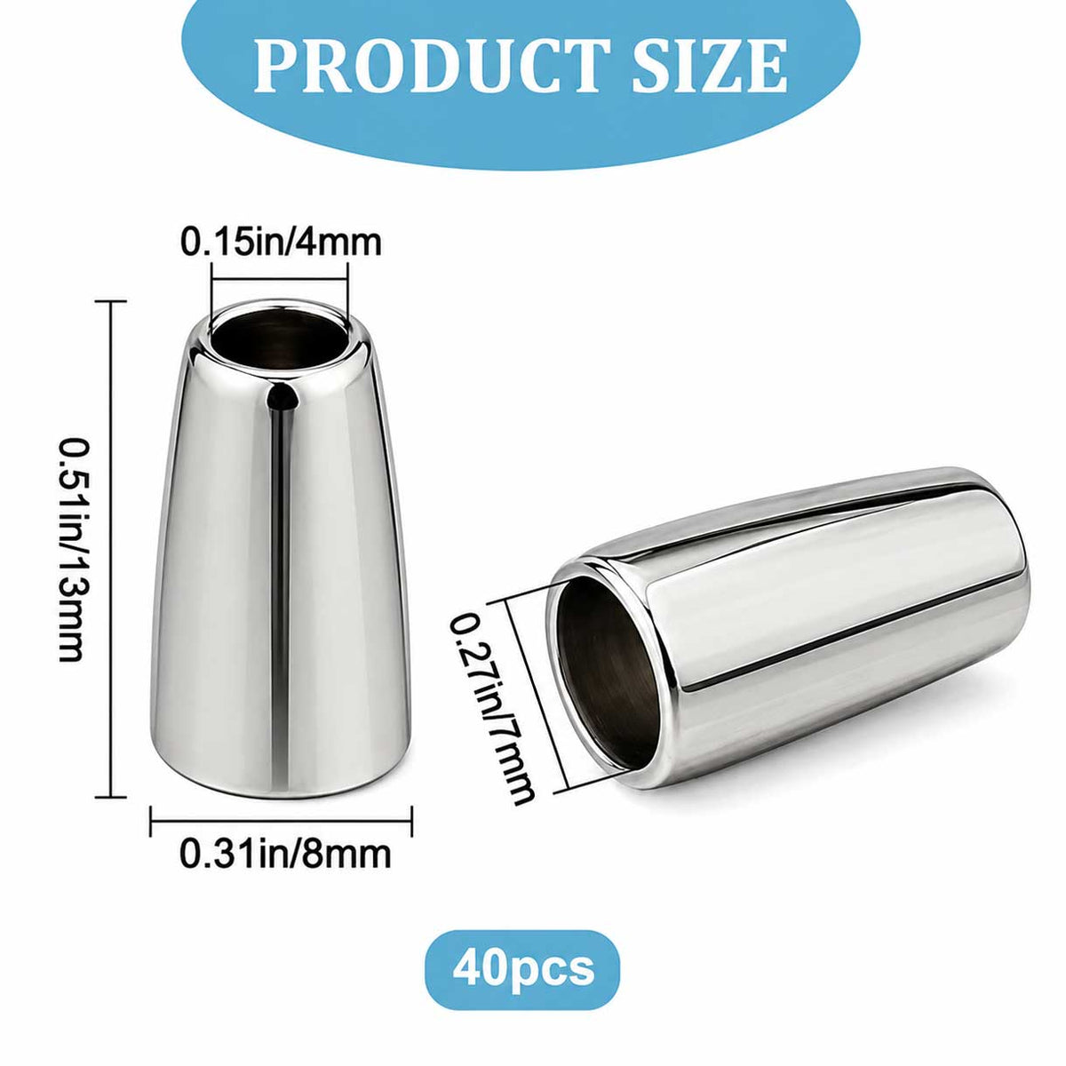 4-7 mm Gunmetal Alloy Cord Ends/Caps (10 Pack) 280-