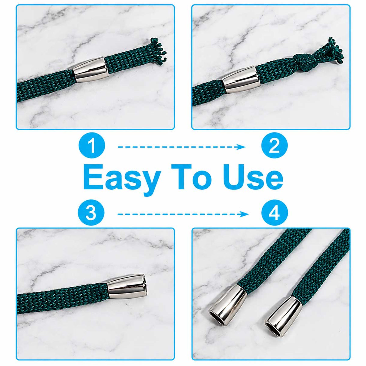 4-7 mm Gunmetal Alloy Cord Ends/Caps (10 Pack) 280-