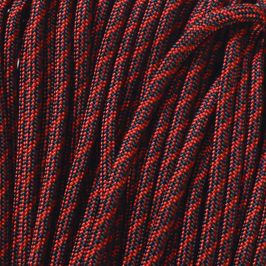 4.0mm (5/32”) 550 Paracord Helix-Imperial Red with Black Made in the USA Nylon/Nylon (100 ft)