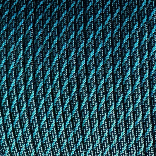 4.0mm (5/32”) 550 Paracord Helix-Neon Turquoise with Black Made in the USA Nylon/Nylon (100 ft)