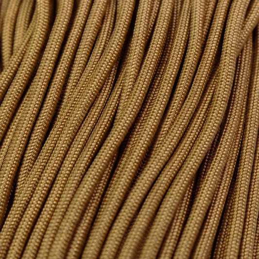 4.75 mm (3/16”) 750 Paracord Gold Made in the USA Nylon/Nylon (100 ft) El Wood Braiding Co