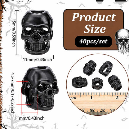 40 Pcs Alloy Black Skull Bead/Charms (1-set) 280-
