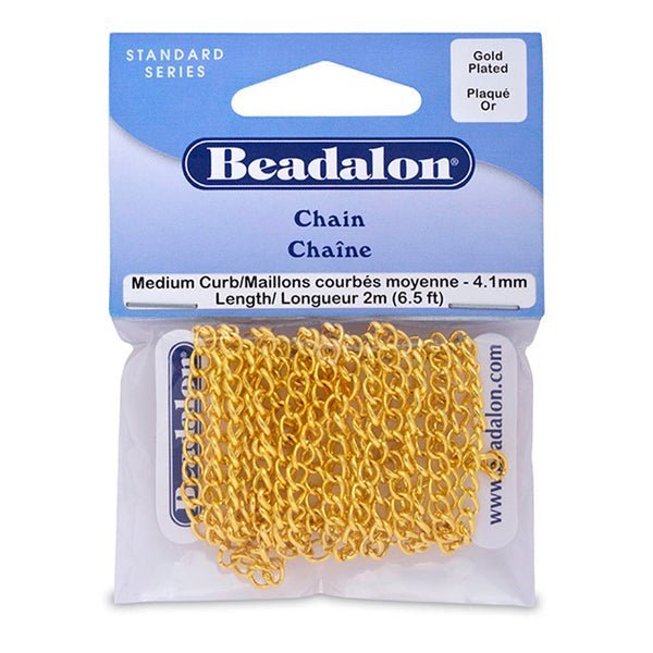 4.1 mm (.161") Gold Color Curb Chain 2 m (6.5 ft)