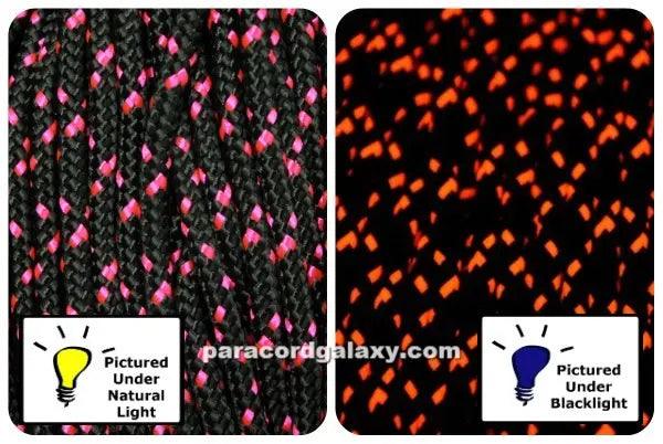425 Paracord Black w/ Neon Pink X Made in the USA (100 FT.)  163- nylon/nylon paracord