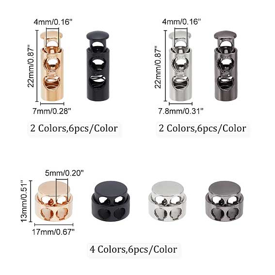 48 Pcs 8 Styles Cord Lock/Stop (1 Set) paracordwholesale