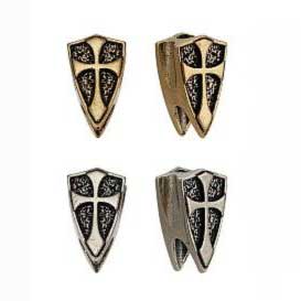 4Pcs 2 Colors Cross and Shield Bead/Charm Brass (1-set)