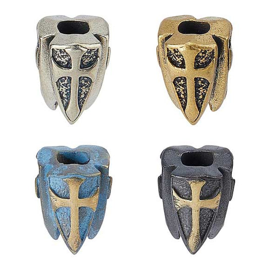 4Pcs 4 Styles Cross and Shield Bead/Charm Brass (1-set)