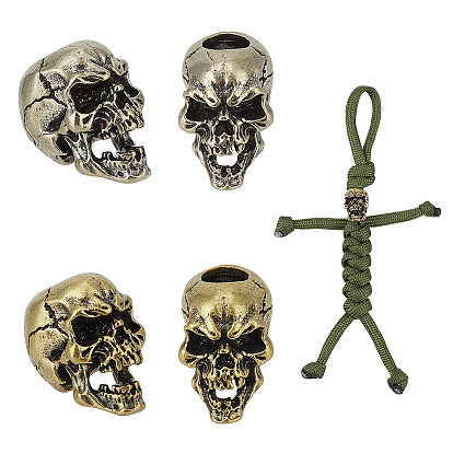 4 Pcs 2 of each Color Bite Me Skull Charm/Bead Brass (4 Pack)