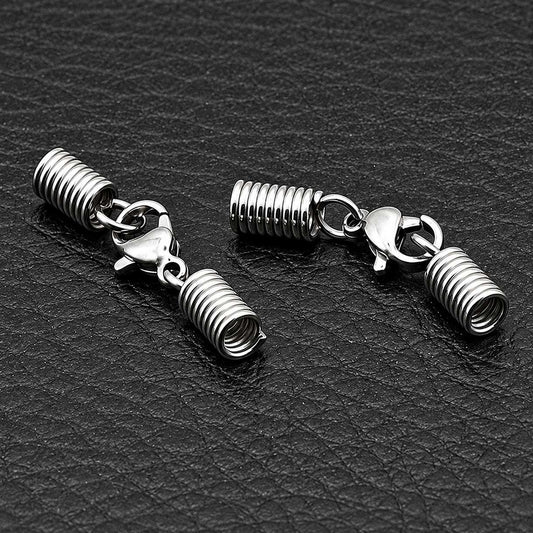 4 mm 304 Stainless Steel Glue In Spring Cord Ends with Lobster Claw (10 Pack) 280-
