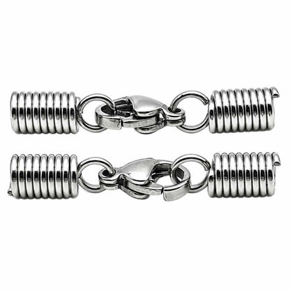 4 mm 304 Stainless Steel Glue In Spring Cord Ends with Lobster Claw (10 Pack) 280-