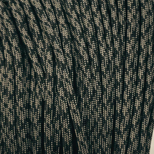 4 mm (5/32”) 550 Paracord Foliage Green and Black Camo Made in the USA Nylon/Nylon (100 ft)