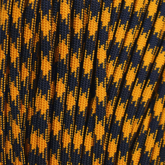 4 mm (5/32”) 550 Paracord Goldenrod and Midnight Blue 50/50  Made in the USA Nylon/Nylon (100 ft)