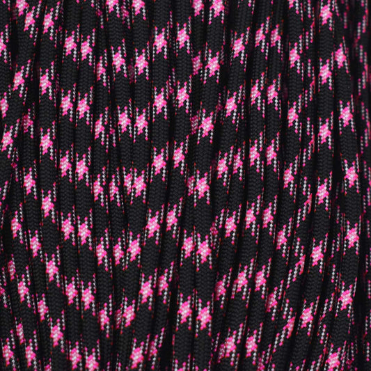 4 mm (5/32”) 550 Paracord Neon Pink Lightning Nylon/Nylon USA Made 100 ft El Wood Braiding Co