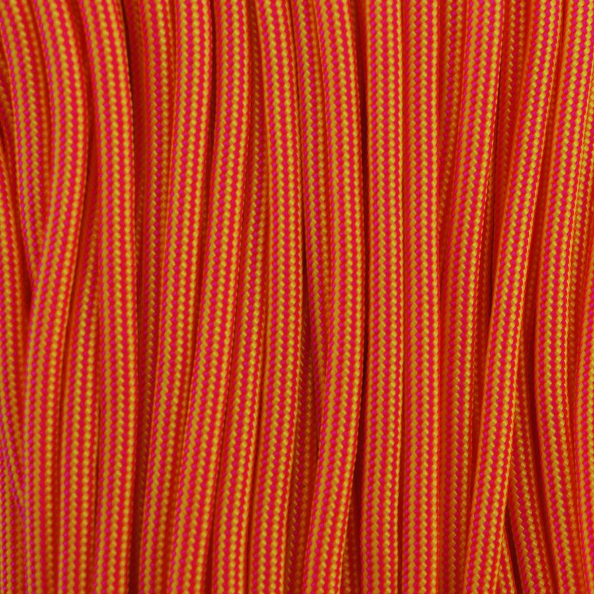 4 mm (5/32”) 550 Paracord Neon Pink and Neon Yellow Stripes Made in the USA Nylon/Nylon (100 ft)