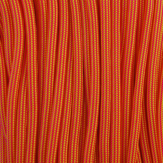 4 mm (5/32”) 550 Paracord Neon Pink and Neon Yellow Stripes Made in the USA Nylon/Nylon (100 ft)