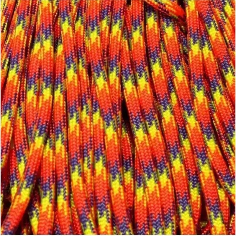 4 mm (5/32”) 550 Paracord Phoenix Sunrise Made in the USA Nylon/Nylon (100 ft) El Wood Braiding Co