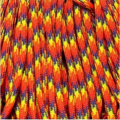 4 mm (5/32”) 550 Paracord Phoenix Sunrise Made in the USA Nylon/Nylon (100 ft) El Wood Braiding Co