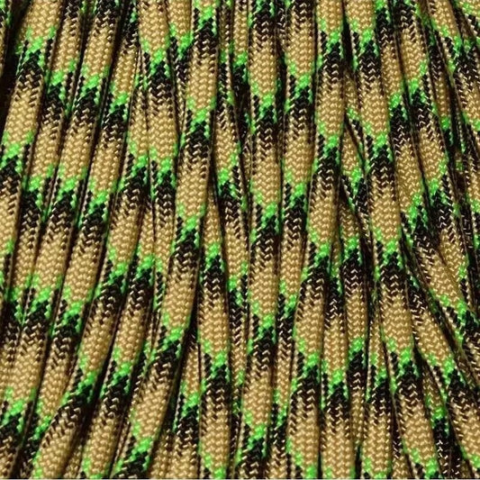 4 mm (5/32”) 550 Paracord Swamp Thing Made in the USA Nylon/Nylon (100 ft) El Wood Braiding Co