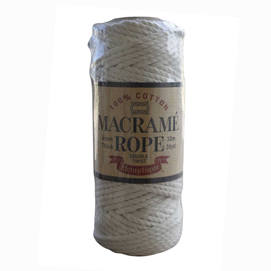 4 mm (5/32") Natural Double Twist Recycled Cotton Macrame Rope 33 m (36 yd)