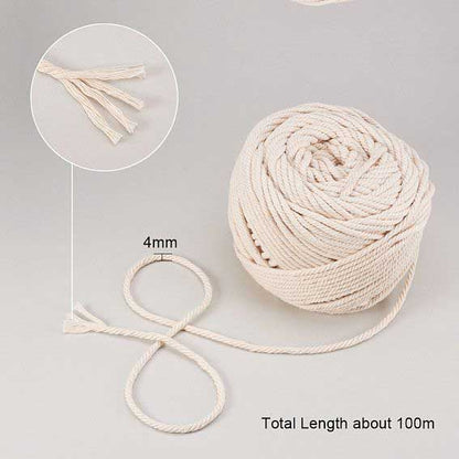 4 mm (5/32") Navajo White Twisted Cotton Macrame Rope 100 m (109 yd) 280-