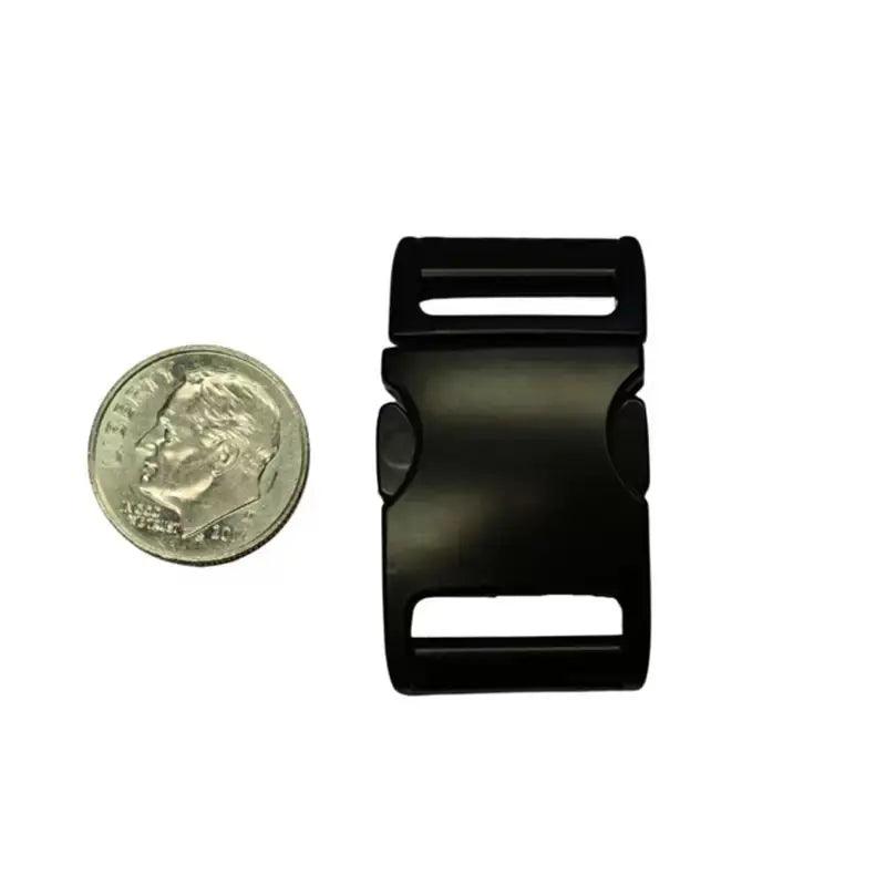 5/8 Inch High Polish Black Satin Cast Aluminum Side Release Buckle (1 Pack)  paracordwholesale