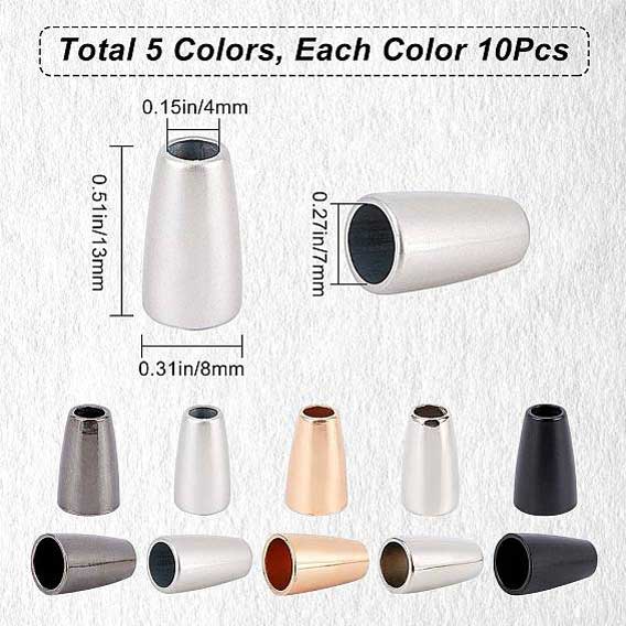 50Pcs 5 Colors Alloy Cord Ends