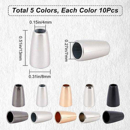 50Pcs 5 Colors Alloy Cord Ends