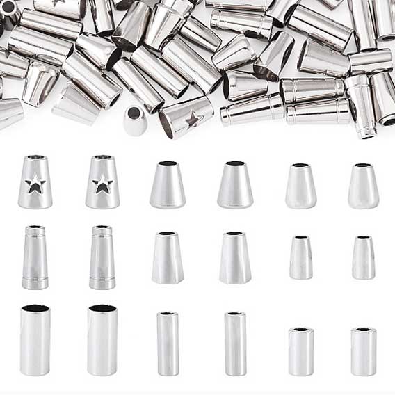 54Pcs 9 Styles Alloy Cord Ends