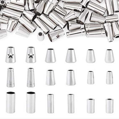 54Pcs 9 Styles Alloy Cord Ends