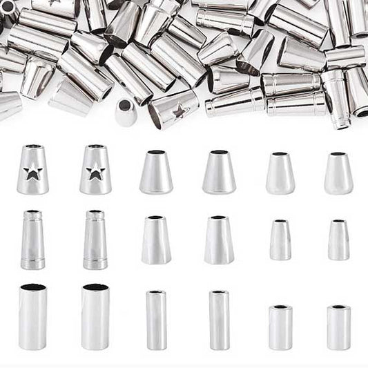 54Pcs 9 Styles Alloy Cord Ends