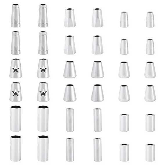 54Pcs 9 Styles Alloy Cord Ends