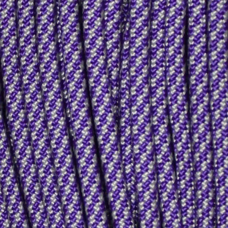 550 Paracord Acid Purple and Silver Candy Cane Made in the USA Nylon/Nylon (100 FT.) - Paracord Galaxy