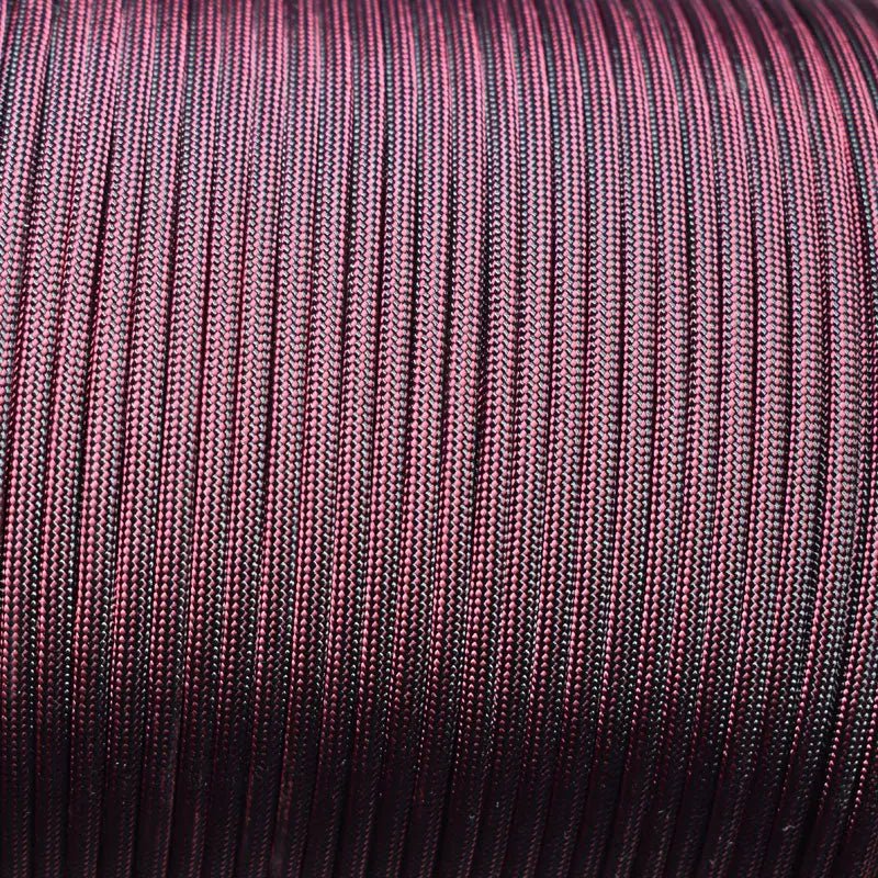 550 Paracord Black and Burgundy Stripes Made in the USA Nylon/Nylon (1000 FT.) - Paracord Galaxy