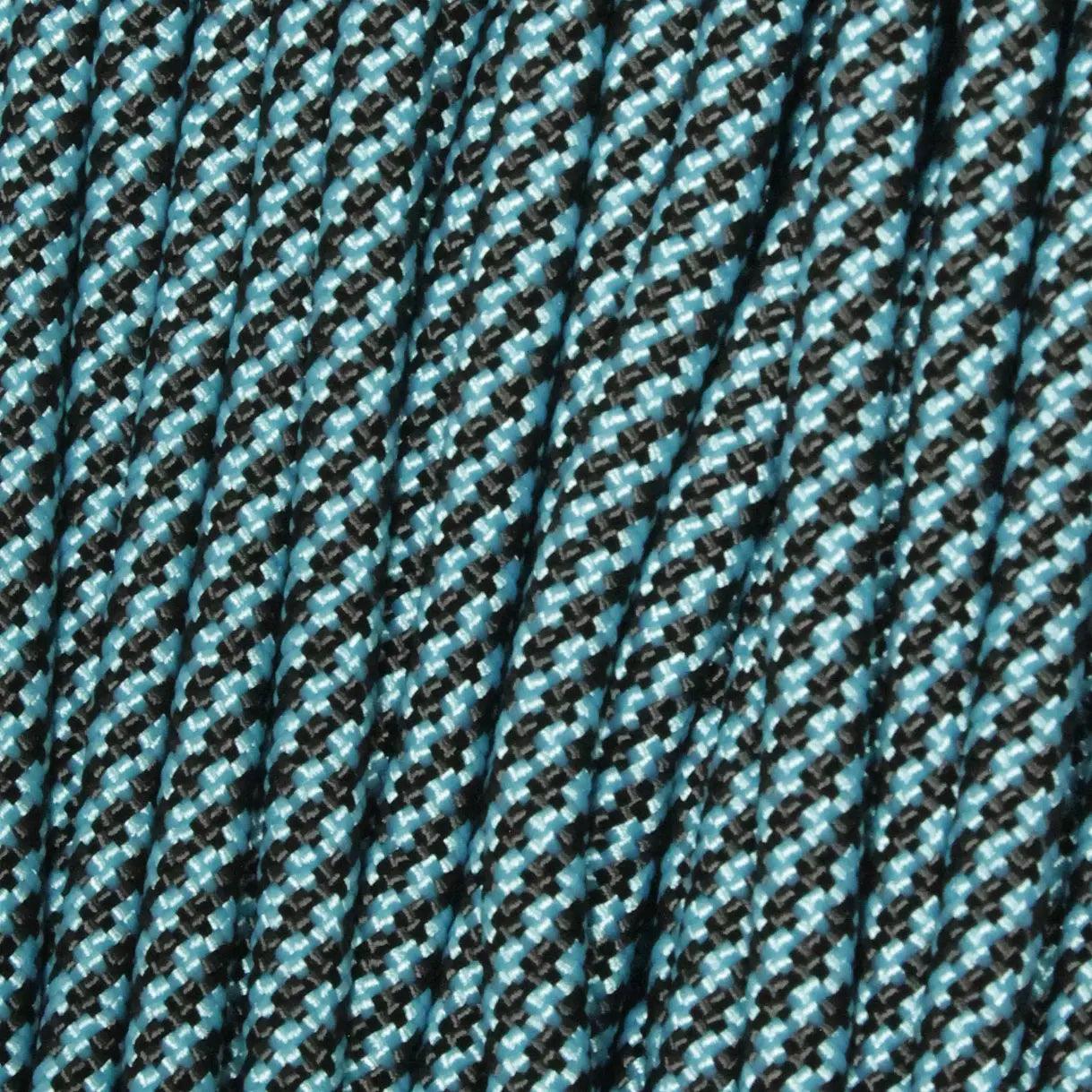 550 Paracord Black and Neon Turquoise Candy Cane Made in the USA Nylon/Nylon (100 FT.) - Paracord Galaxy