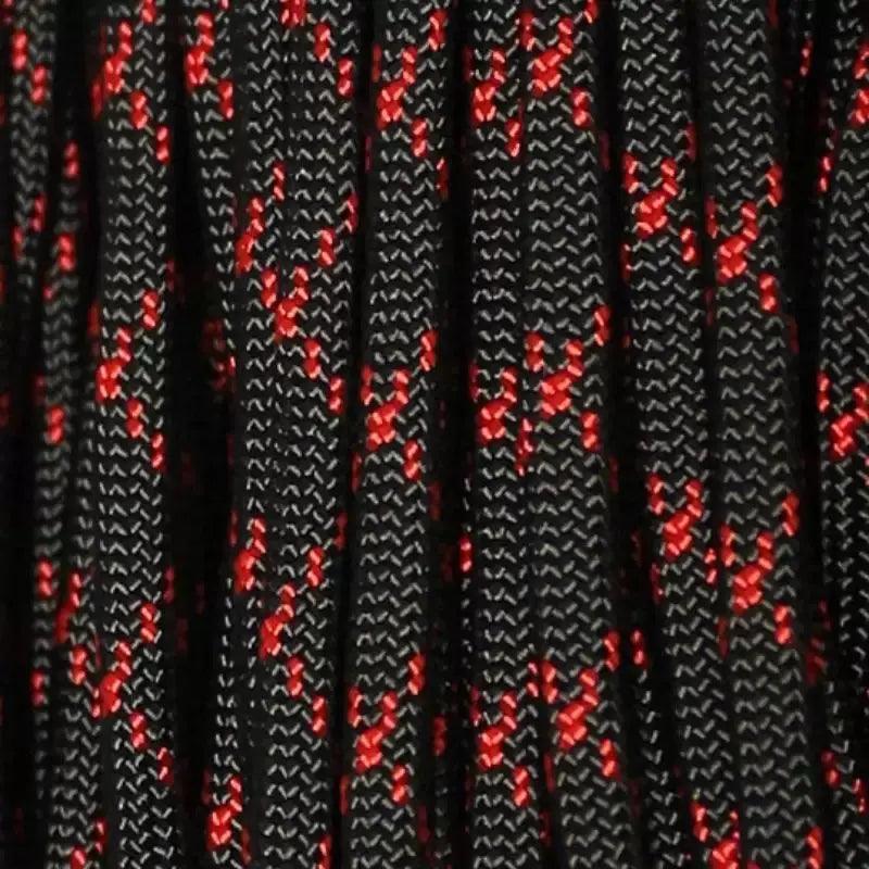 550 Paracord Black with Imperial Red X Made in the USA Nylon/Nylon (100 FT.) - Paracord Galaxy