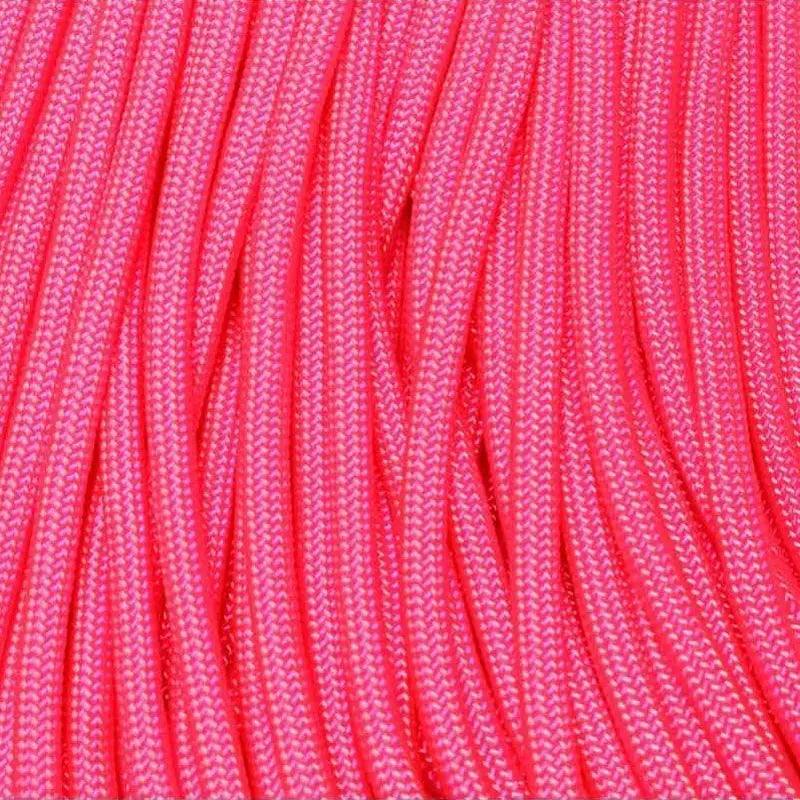 550 Paracord Candy (Neon Pink and Rose Pink Stripes) Made in the USA Nylon/Nylon - Paracord Galaxy